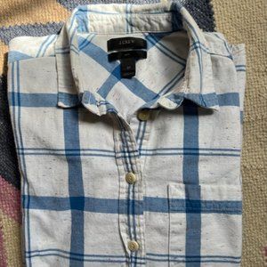 J Crew Blue and White Heathered Flannel Boy Style 2P